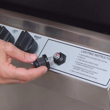 Ignition system and control knobs of the Broilmaster grill, showing easy access for maintenance and lighting instructions