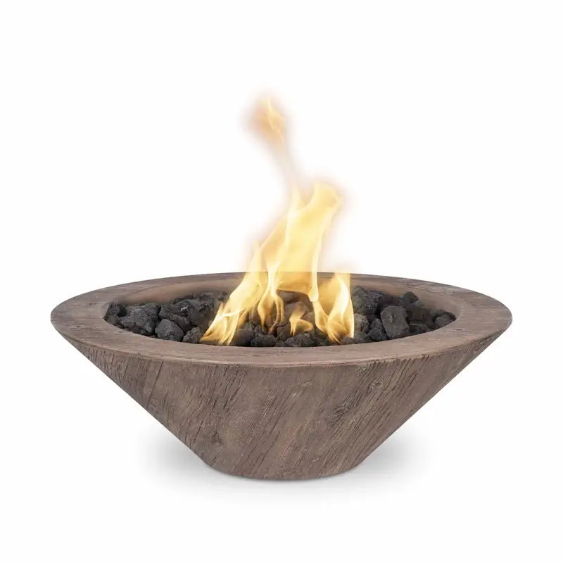 The Outdoor Plus Cazo Wood Grain Fire Bowl - GFRC Finish Oak