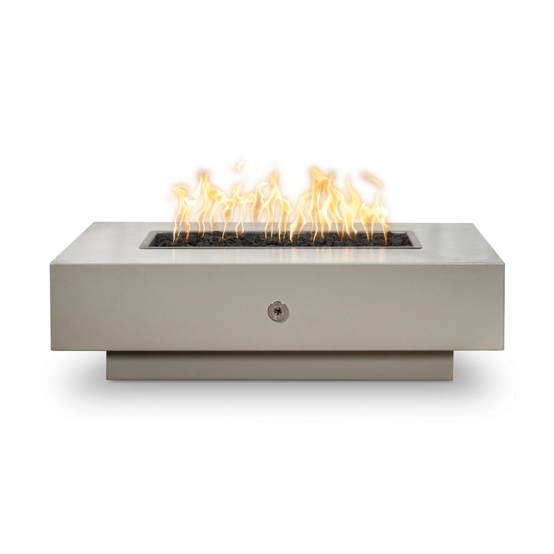 The Outdoor Plus Coronado Rectangular Fire Pit Metal Powder Coat Pewter