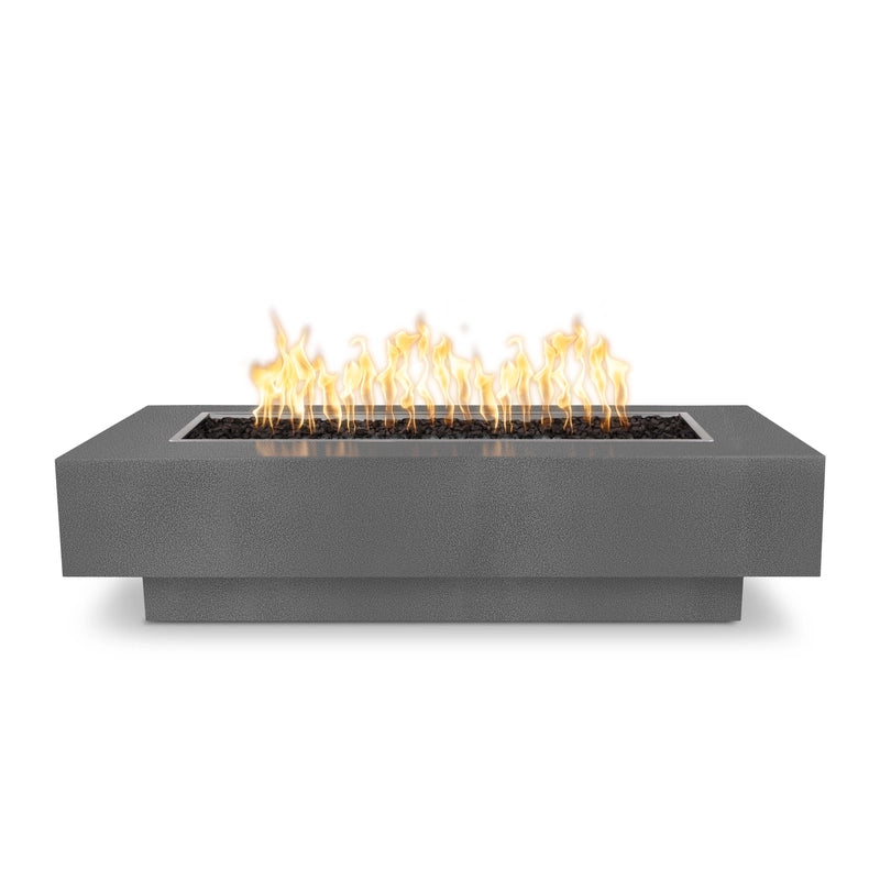 The Outdoor Plus Coronado Rectangular Fire Pit Metal Powder Coat Silver Vein