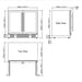Front, top, and side view technical dimension drawings of KingsBottle KBU190W2 dual door wine fridge.