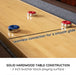 Premium accessories included with the Freetime Fun Rockford Espresso shuffleboard table package, featuring 4 red pucks, 4 blue pucks, 1 wood felt brush, 1 can of speed wax, and 2 abacus score keepers.