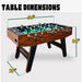 Dimensional diagram of the Avenger foosball table showing 56-inch length, 29-inch width, and 34-inch height.
