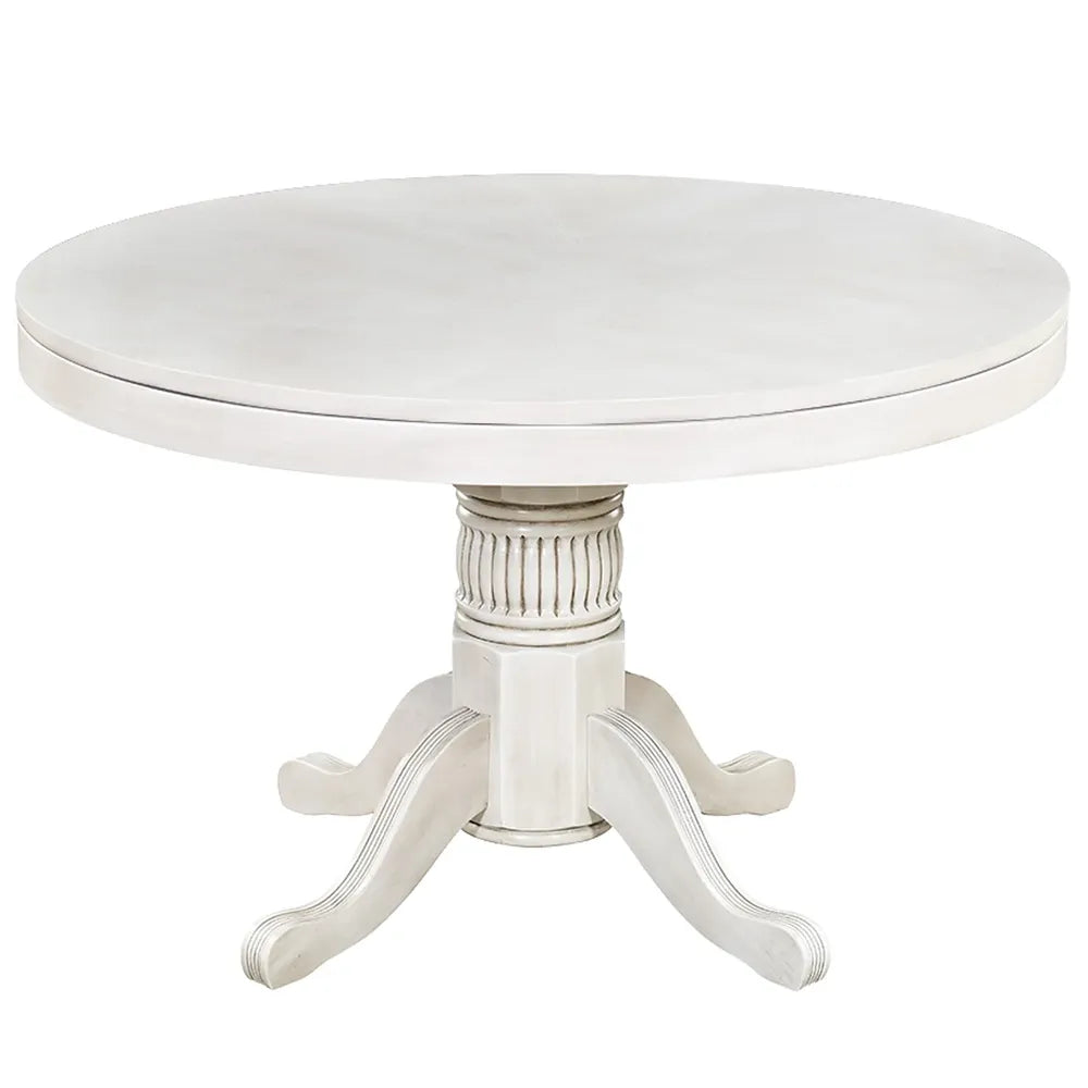 RAM Game Room GTBL48 AW 48-inch round pedestal dining table in antique white finish