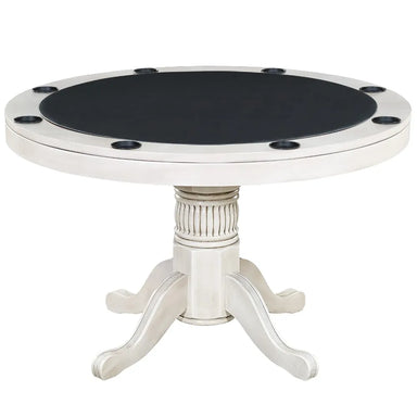 RAM Game Room GTBL48 AW 48-inch round game table with black playing surface and built-in cup holders
