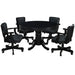 RAM Game Room GTBL48 BLK 48-inch round dining and game table set with four black swivel chairs