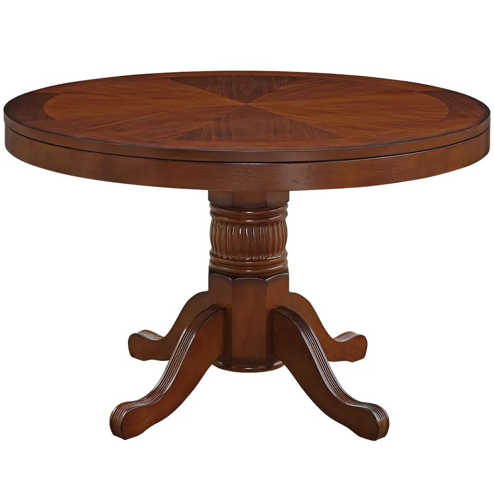 RAM Game Room GTBL48 CN 48-inch round pedestal dining table in cinnamon wood finish