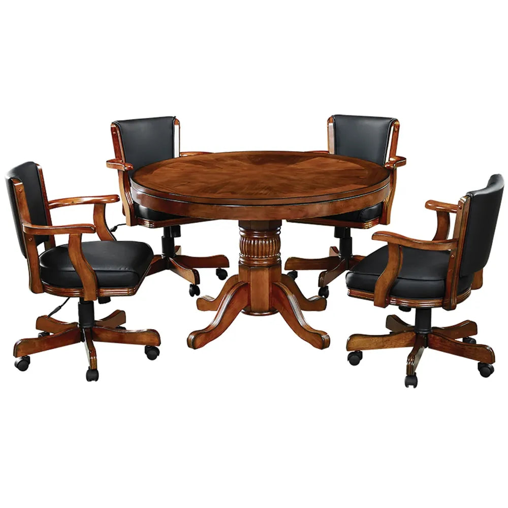 RAM Game Room GTBL48 CN 48-inch round dining and game table set with four swivel chairs