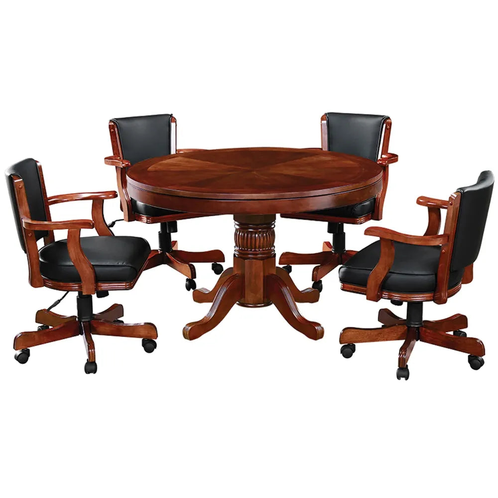 RAM Game Room GTBL48 ET 48-inch round 2-in-1 game table set with four swivel chairs