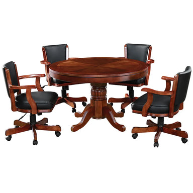 RAM Game Room GTBL48 ET 48-inch round 2-in-1 game table set with four swivel chairs