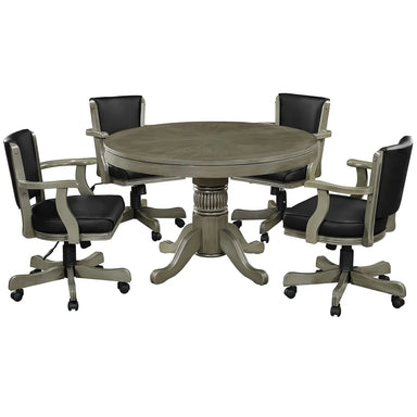 RAM Game Room GTBL48 SL 48-inch round 2-in-1 game table set with four swivel chairs in slate finish