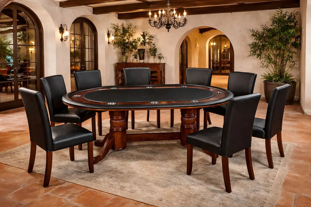 RAM Game Room GTBL84 ET 84-inch Texas Hold’em table with chairs