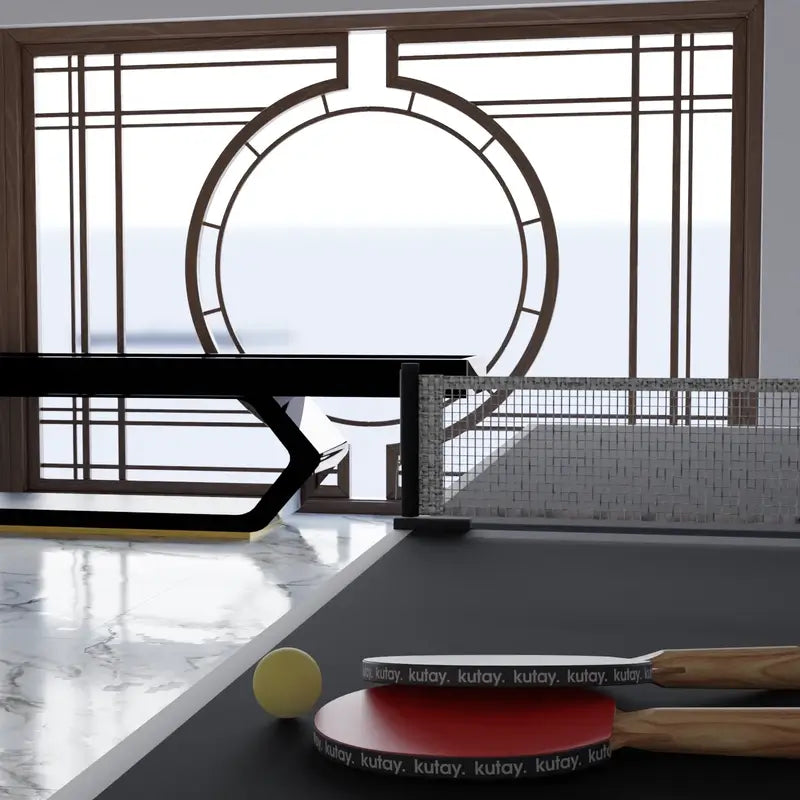 Arts Gameroom Galaxy Ping Pong Table - Black Top with Paddle and ball