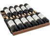 Allavino sapele wood-trimmed wine cooler shelf fully loaded with 11 Bordeaux-style wine bottles to demonstrate maximum single-layer storage.