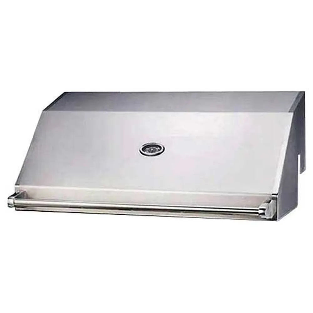 Sunstone Hood-4B 34-inch stainless grill hood replacement for SUN4B models, angled front view with built-in thermometer and handle on white background.