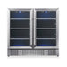 Front view of KingsBottle KBU190B2-SS stainless steel beverage fridge showing dual-zone digital temperature controls.