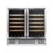 Front-facing view of KingsBottle KBU190W2 stainless steel double-door wine cellar featuring digital temperature controls.