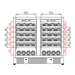 Internal shelf spacing diagram for KingsBottle 36-inch wine cooler showing 90mm and 78mm vertical clearances.