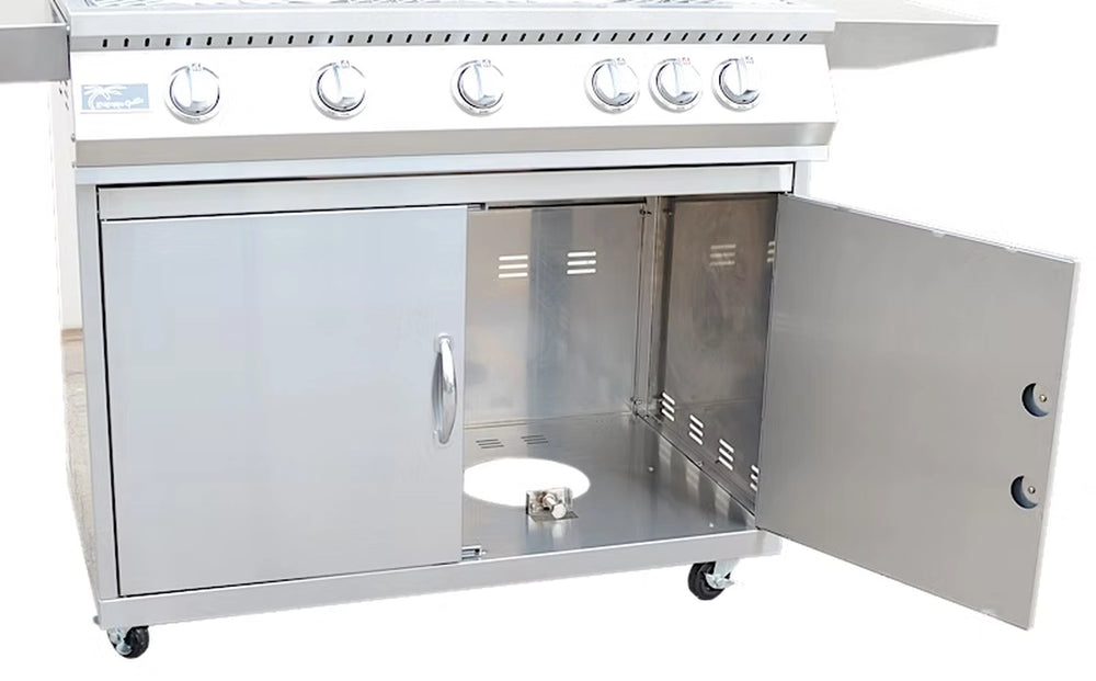 KoKoMo 5 Burner Grill with Cart Doors Open
