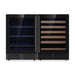 KingsBottle KBU145BW2 wine fridge with borderless black glass door design.