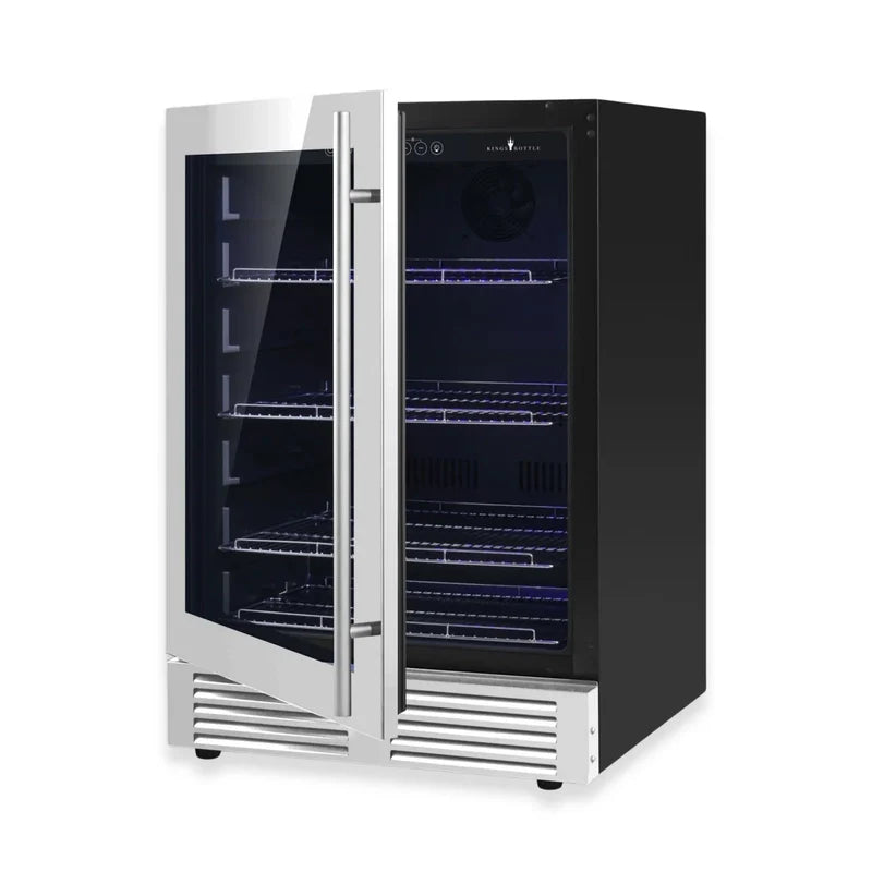 KingsBottle KBU145BX-FG LHH Stainless Steel French Door Beverage Cooler