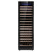 KingsBottle KBU425WX wine cooler with black door, left hinge configuration, emphasizing the slim door frame and handle.