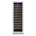 KingsBottle KBU425WX wine cooler with stainless steel door and right hinge, angled view showing sleek build.
