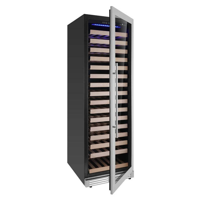 KingsBottle KBU425WX tall wine fridge with stainless steel right hinge door, front view with minimalist style.