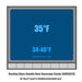 KingsBottle KBU56M beverage cooler display showing temperature range of 34-46°F and setpoint at 35°F.