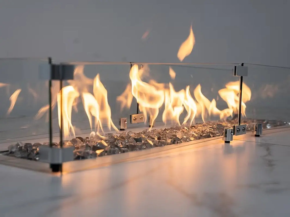 KoKoMo Baja fire feature with tempered glass wind guard