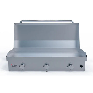 Le Griddle 41" Big Texan Gas Griddle with Lid – 27,000 BTUs Open Lid Front View
