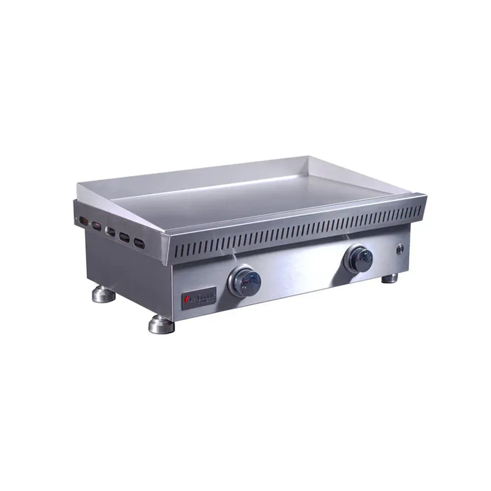 Angled view of Le Griddle OML75C3 gas griddle with 3mm plate