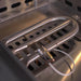 Close-up of Le Griddle OML105P3 gas burner assembly and stainless interior