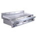 Angled view of Le Griddle OML105P3 gas griddle with front grease tray open