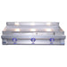 Le Griddle OML105P3 gas griddle with open grease tray and blue illuminated knobs