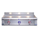Le Griddle OML105P3 gas griddle with red and blue illuminated burner knobs