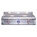 Le Griddle OML105P6 gas griddle with mixed red and blue illuminated 3-burner knobs