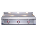 Le Griddle OML105P6 gas griddle with red illuminated 3-burner control knobs