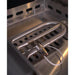 Close-up of Le Griddle OML40P3 gas burner assembly and stainless interior