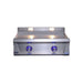 Le Griddle Pro Series 75 gas griddle with blue illuminated 2-burner control knobs