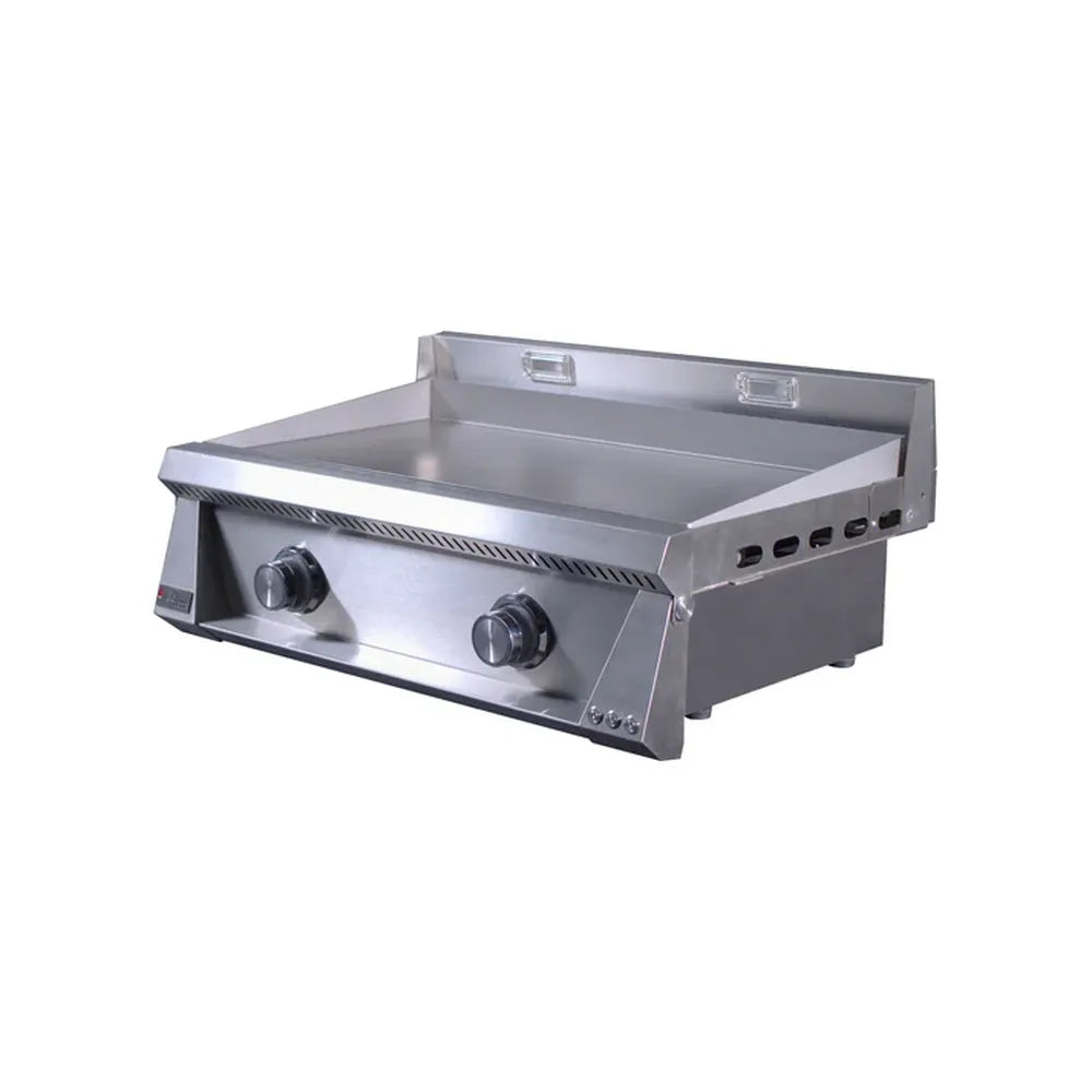 Angled view of Le Griddle Pro Series 75 2-burner gas griddle