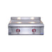Le Griddle OML75P6 gas griddle, 6mm plate, front view with red illuminated knobs