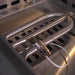 Close-up of Le Griddle OML75P6 gas burner assembly and stainless interior