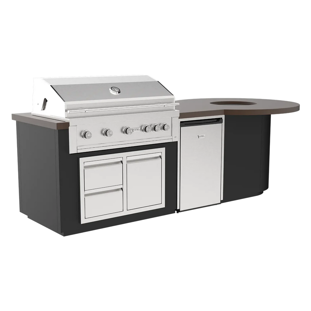 Videl Grills Luxe 112I Firepit BBQ Island with 42 inch Grill and Fire Feature