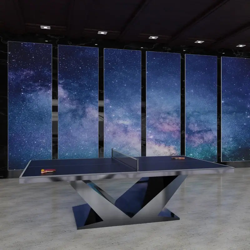 Arts Gameroom Luxor Ping Pong Table - Gray Lifestyle Sideview