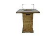 Lit Elementi OFG224 Rova Fire Bar Table 40k BTU with gray concrete finish and lava rocks.