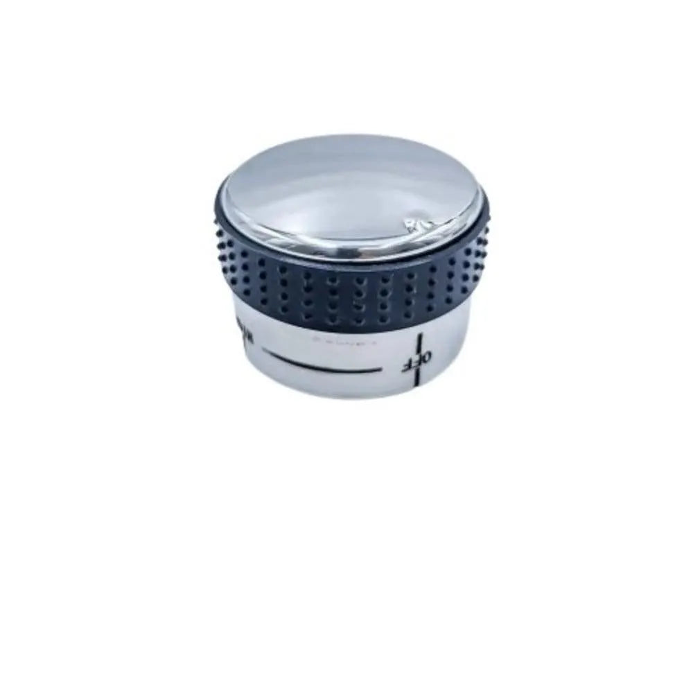 Sunstone P-Knob-S grill and side burner replacement control knob, stainless finish with black grip ring and indicator markings on white background.