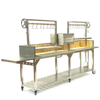 Tagwood BBQ04SS Double Santa Maria grill 304 stainless steel dual crank system front angle view