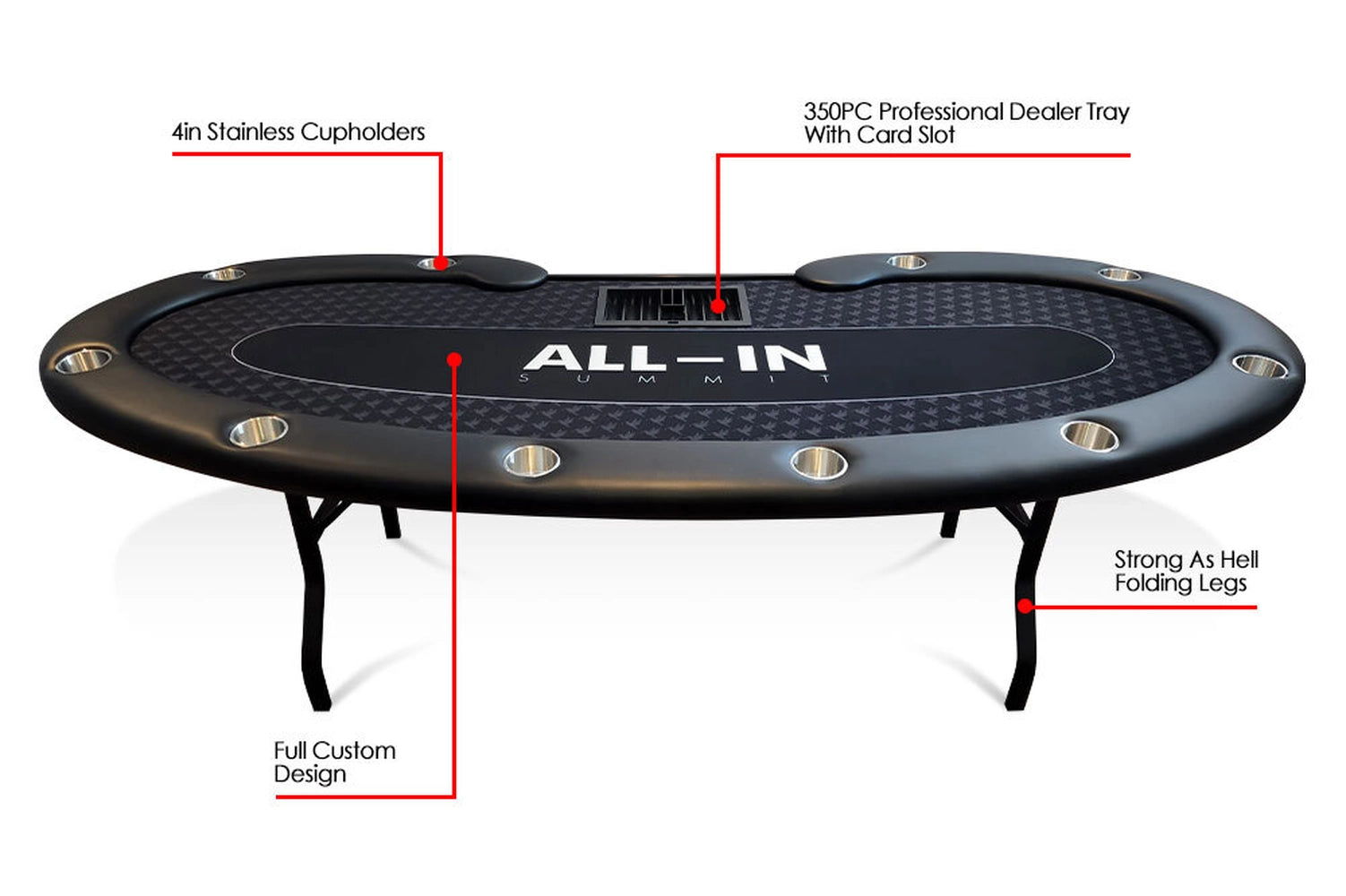BBO Prestige Poker Table – Foldable 10 Player w/ Dealer Spot