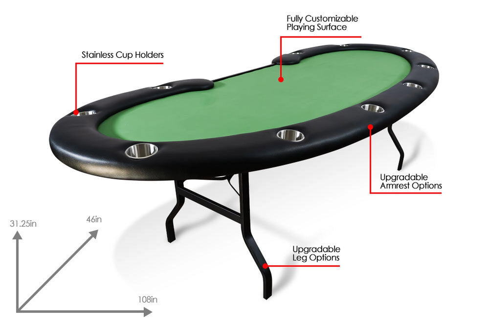 BBO Prestige Poker Table – Foldable 10 Player w/ Dealer Spot